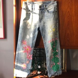 Hand painted American Eagle boyfriend jeans